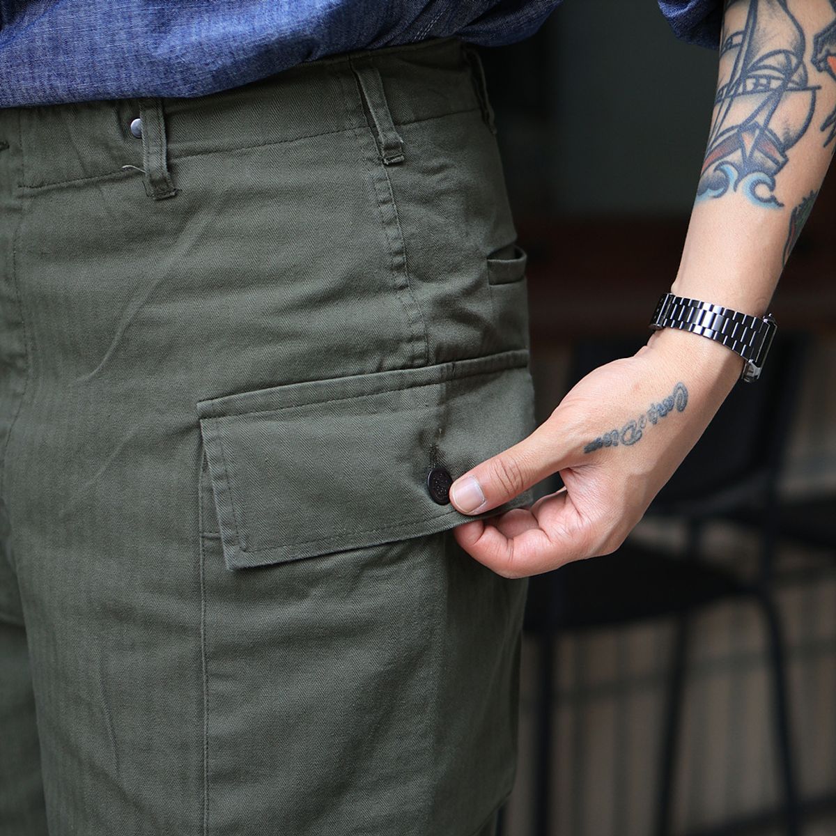 와이엠씨엘케이와이(YMCL KY) US M-43 HBT Cargo Short Pants - Olive