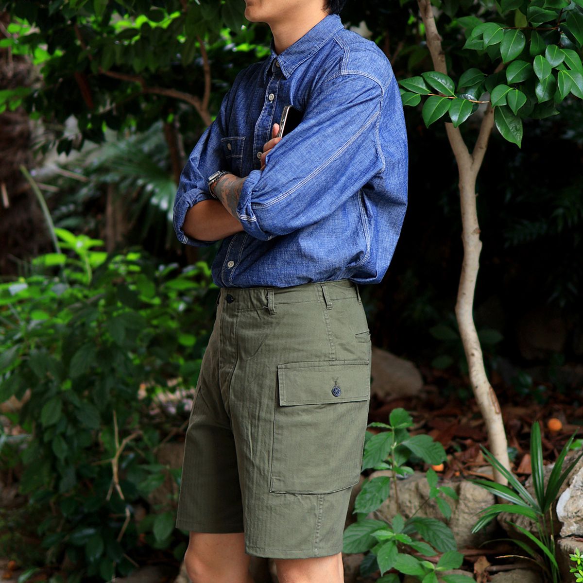 와이엠씨엘케이와이(YMCL KY) US M-43 HBT Cargo Short Pants - Olive
