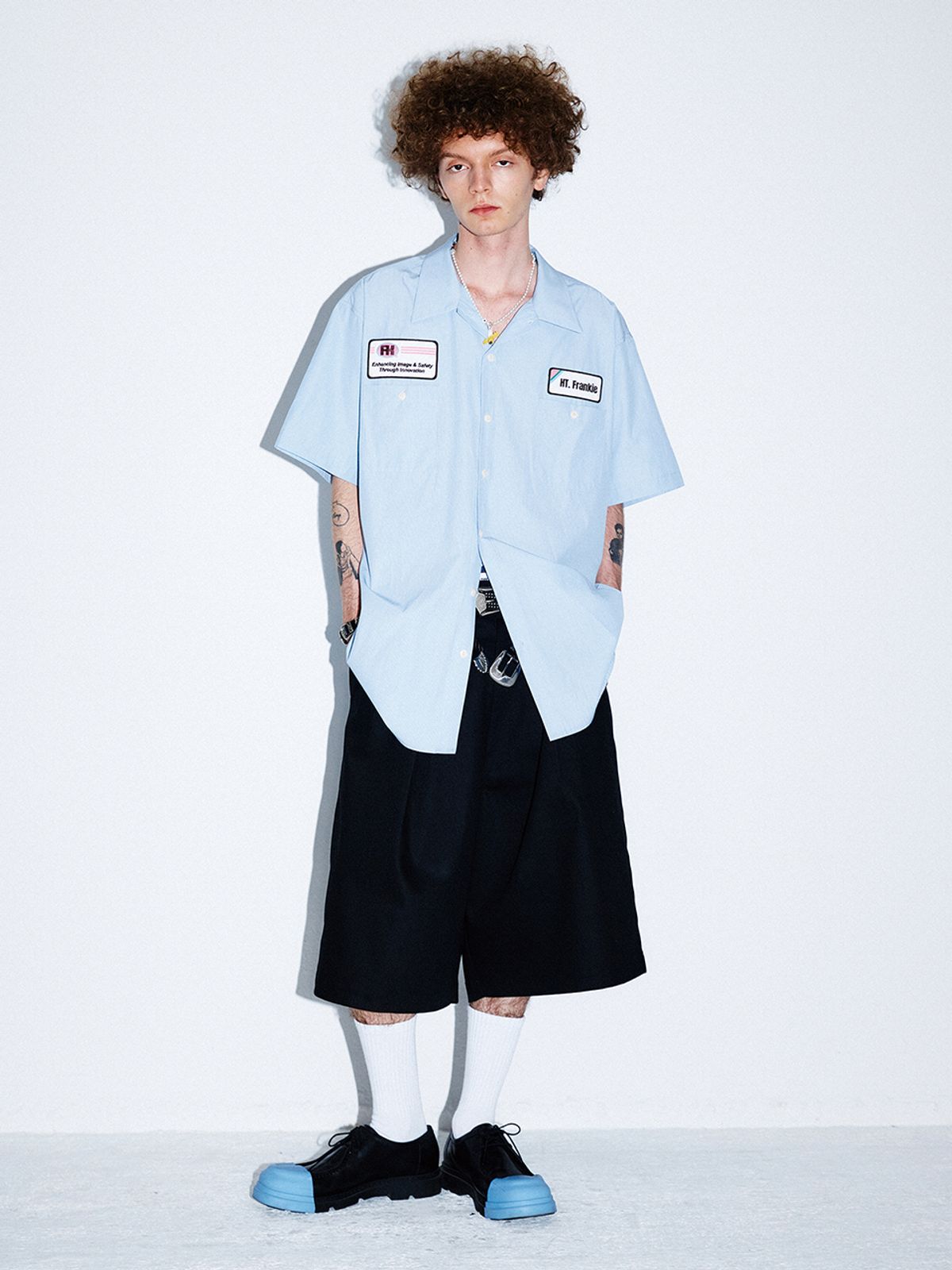 하이타이드 프랭키(HIGHTIDEFRANKIE) FRANKIE STRIPE WORKSHIRT BLUE