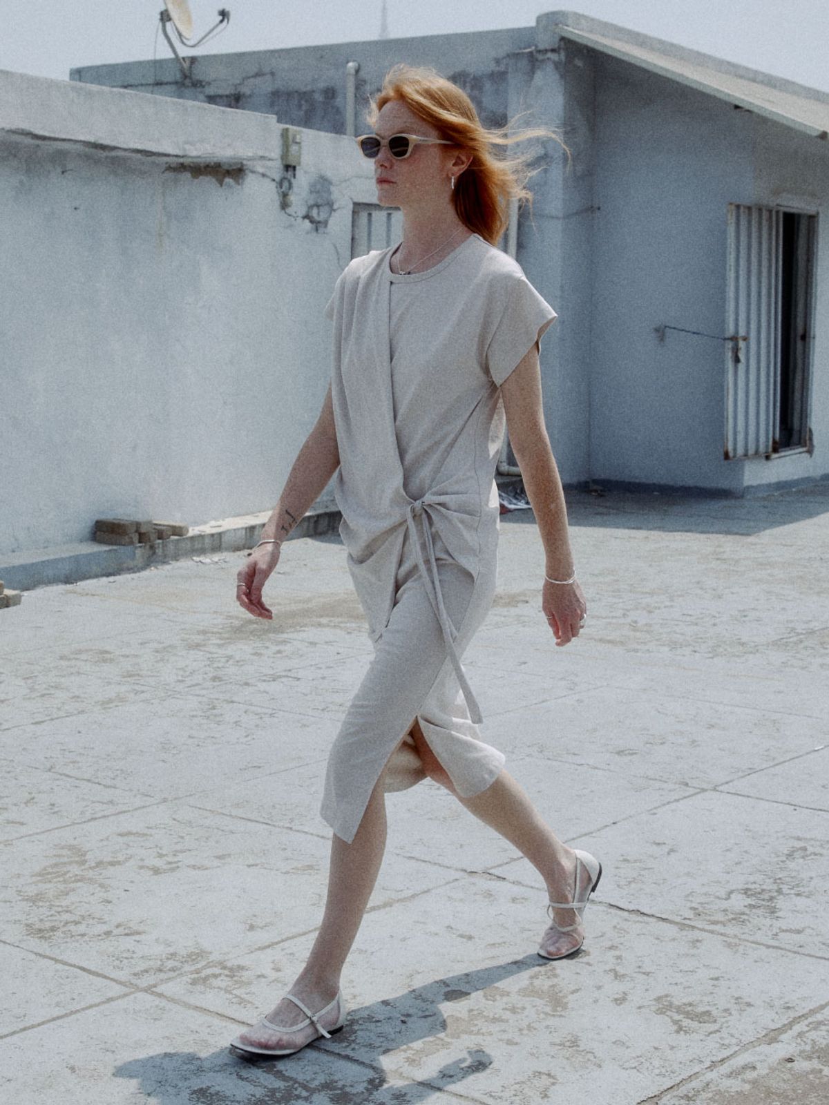 뮤제(MUSEE) MARTINELLI Draped Layered Jersey Dress_Beige