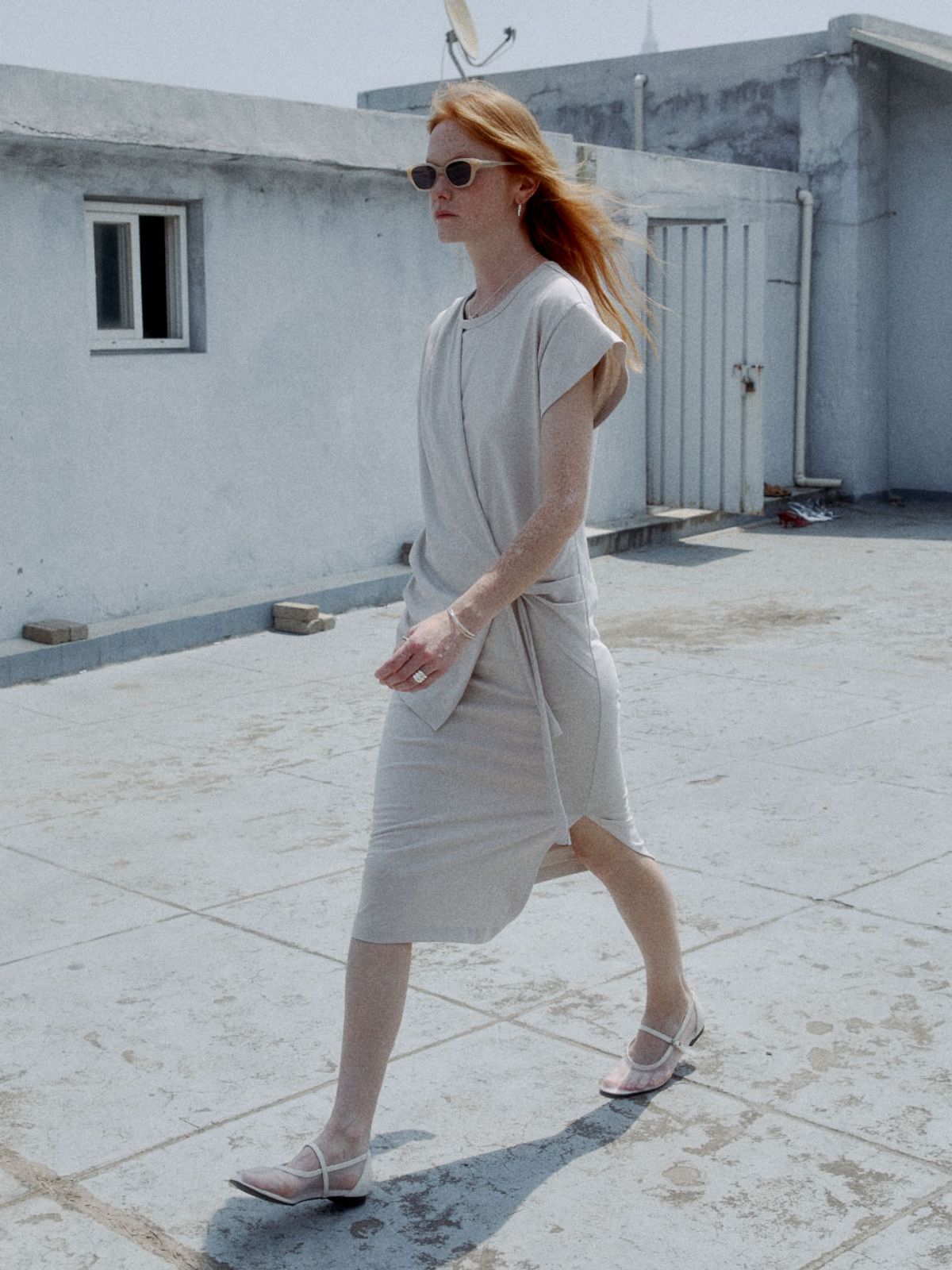 뮤제(MUSEE) MARTINELLI Draped Layered Jersey Dress_Beige