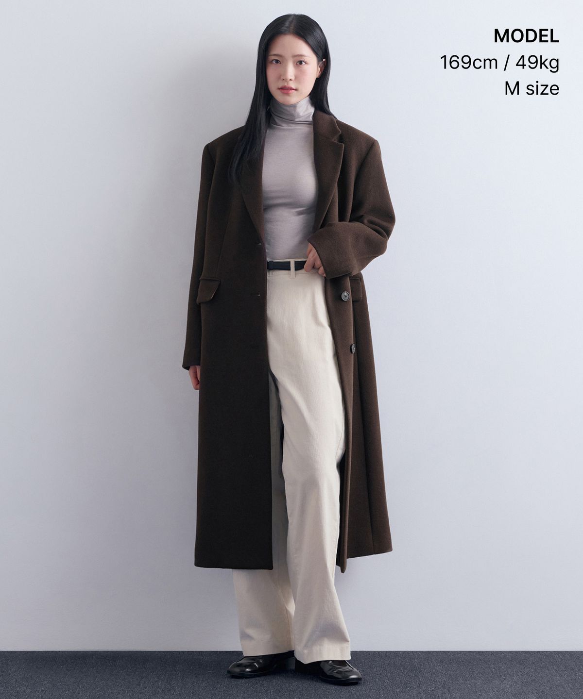 무신사 스탠다드 우먼(MUSINSA STANDARD WOMAN) 우먼즈 캐시미어 블렌드 오버 숄더 싱글 코트 [바로크 브라운]