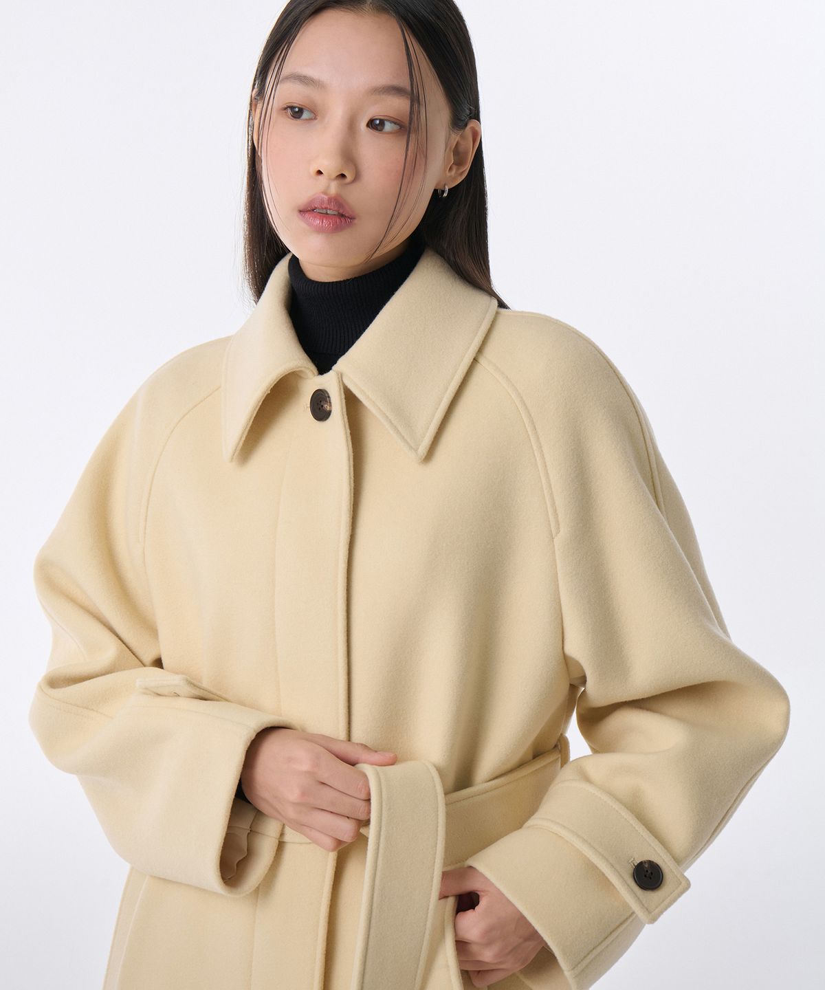 무신사 스탠다드 우먼(MUSINSA STANDARD WOMAN) 우먼즈 캐시미어 블렌드 발마칸 로브 코트 [버터]