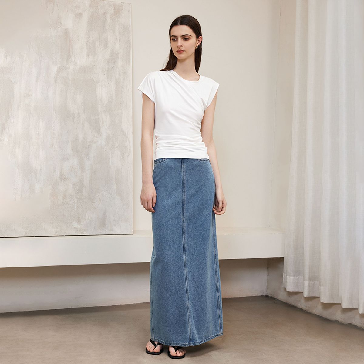 와이와이아이엠(YYIAM) YY_Asymmetric pleated summer top