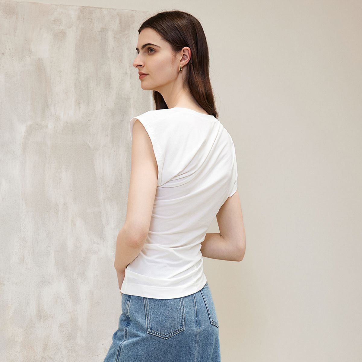 와이와이아이엠(YYIAM) YY_Asymmetric pleated summer top