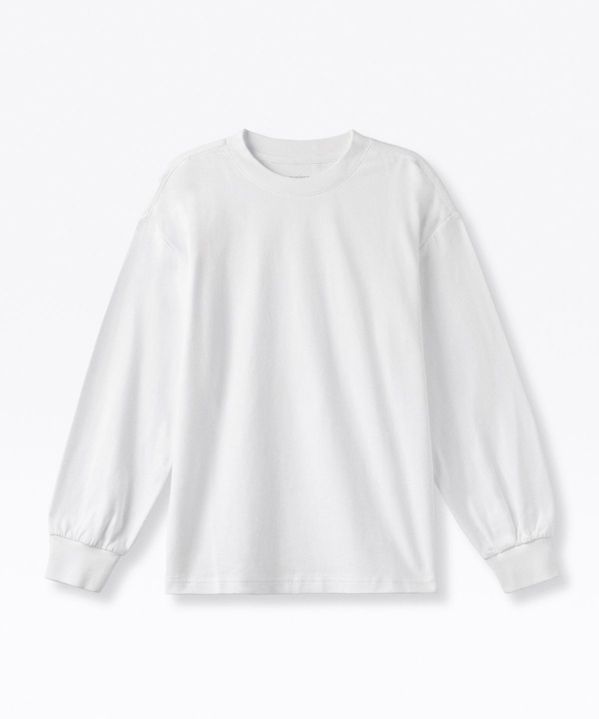 무신사 스탠다드 키즈(MUSINSA STANDARD KIDS) 오버사이즈 크루 넥 립 커프스 긴소매 티셔츠 [화이트]