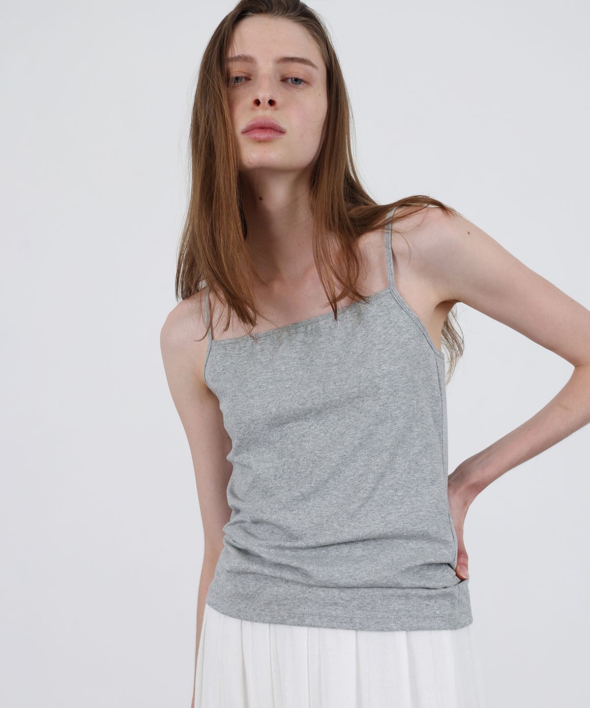 르바(LEVAR) Whenever Standard Sleeveless Top - Melange grey