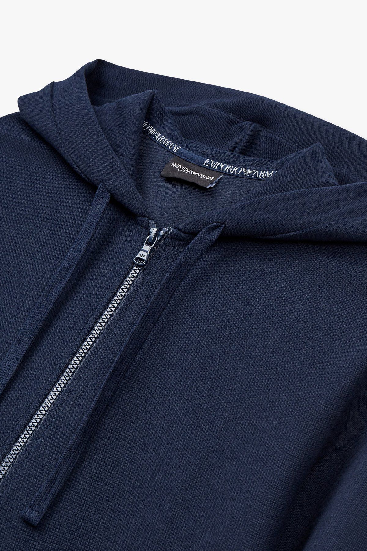 엠포리오 아르마니 언더웨어(EMPORIO ARMANI UNDERWEAR) 남성 로고 라벨 라운지 후드 집업 _마린_0814338008