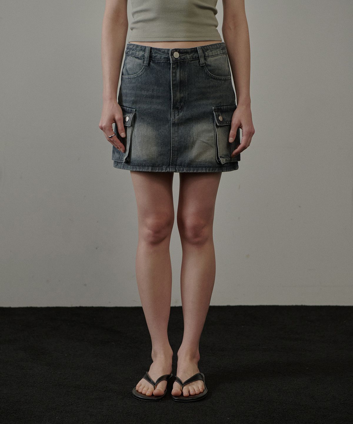 판도라핏(PANDORAFIT) Elga Cargo Denim Skirt