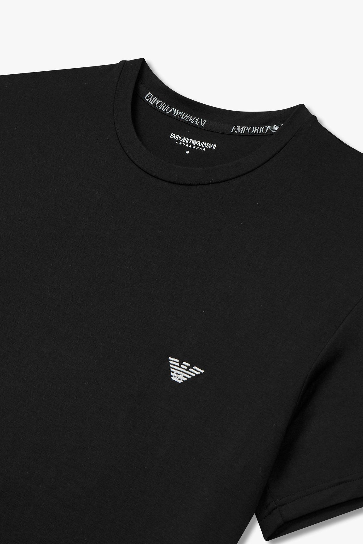 엠포리오 아르마니 언더웨어(EMPORIO ARMANI UNDERWEAR) 남성 이글 자수 크루넥 라운지 티셔츠 _블랙_0814334002