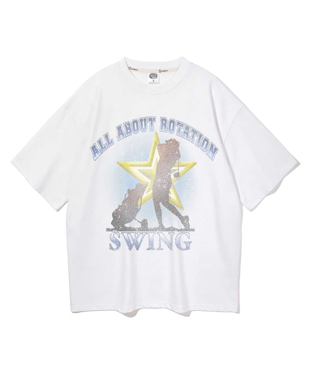 앨빈클로(ALVINCLO) [피치]SWING STAR 오버핏 반팔티 AST4576 (4 COLOR)