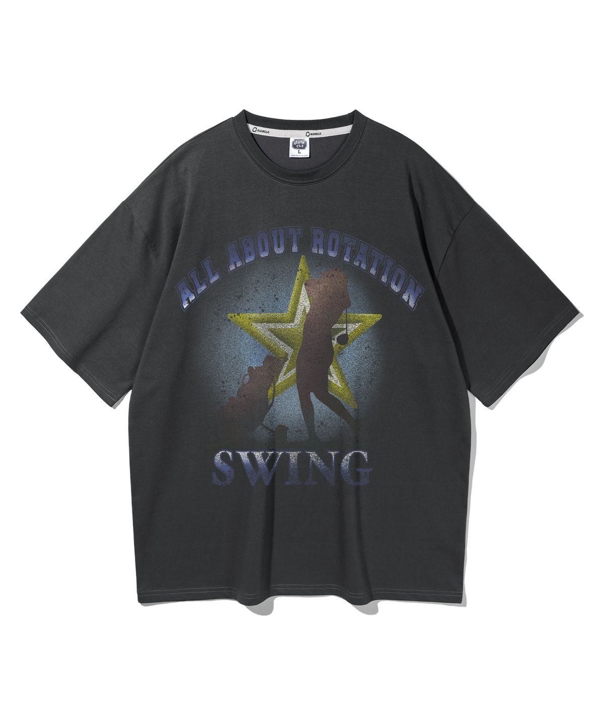 앨빈클로(ALVINCLO) [피치]SWING STAR 오버핏 반팔티 AST4576 (4 COLOR)