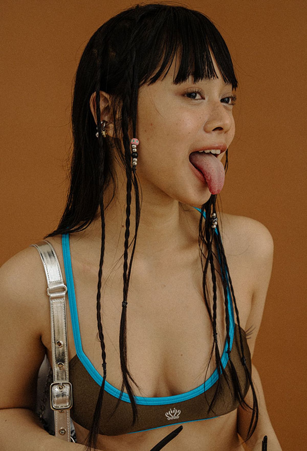 오로지(OROGEE) COLOR BLOCK STRAP BIKINI SET_BROWN