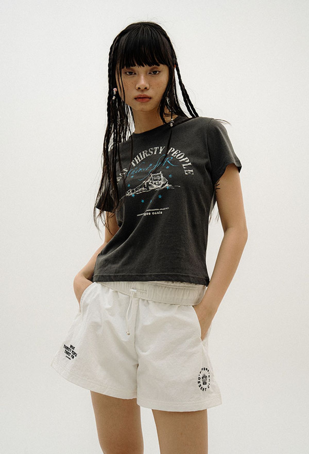 오로지(OROGEE) DESERT CLUB SWIM SHORTS_WHITE