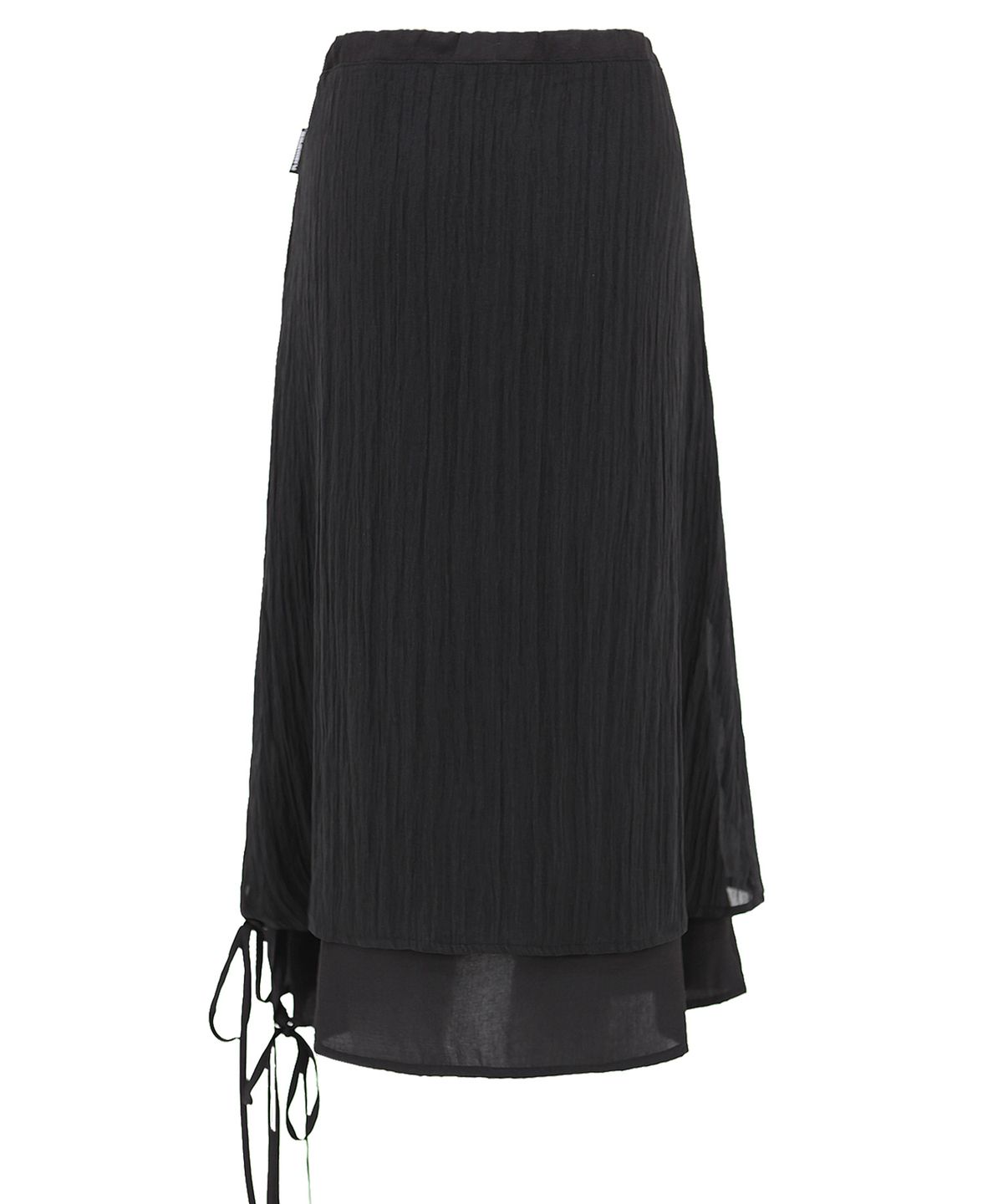 플라즈마스페어(PLASMA SPHERE) SHINE DOUBLE SKIRT IN BLACK (셔링 롱 스커트)