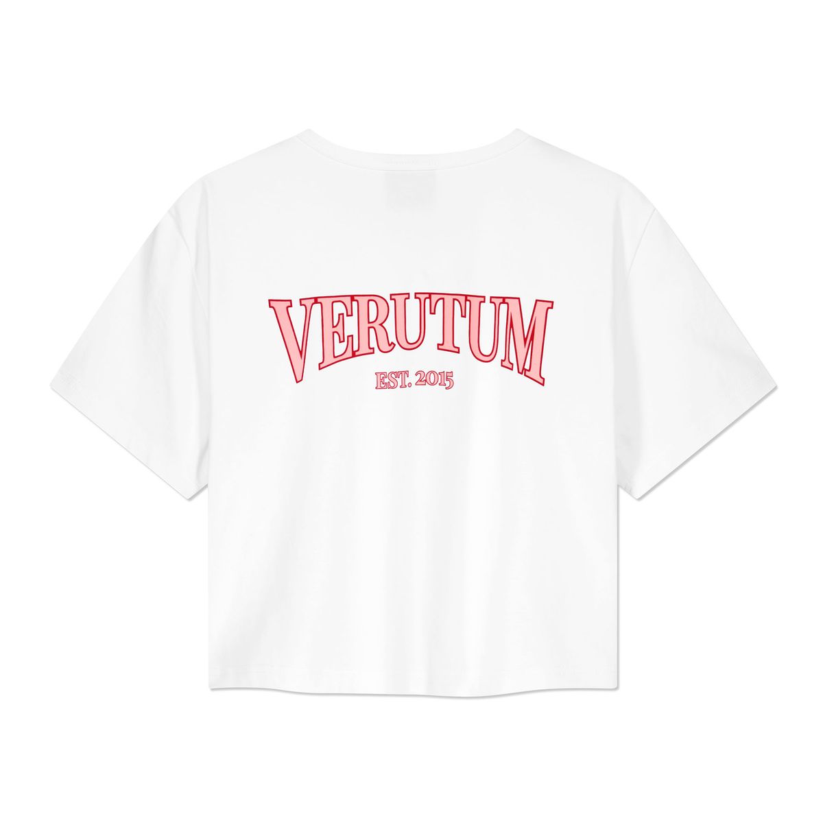 베루툼(VERUTUM) 세리프 아치 로고 크롭 티셔츠 화이트