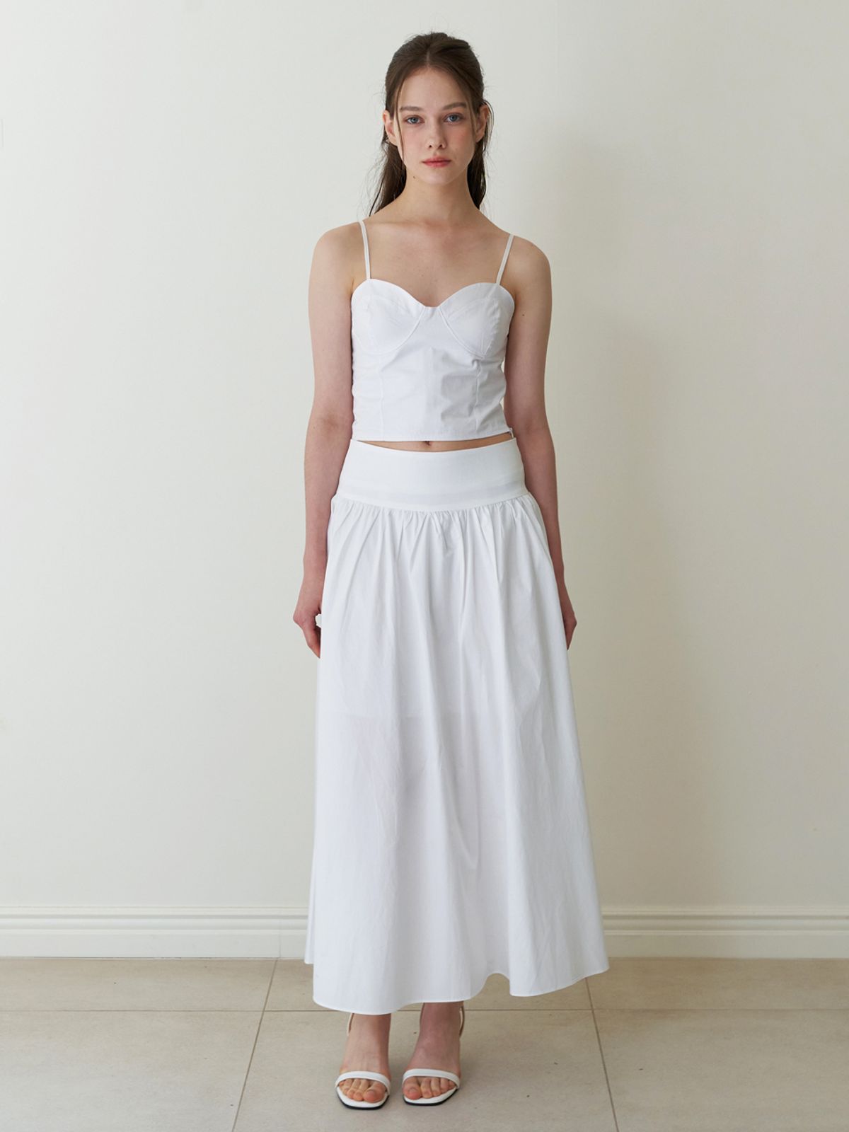 카인더베이비(KINDABABY) flare long skirt - white
