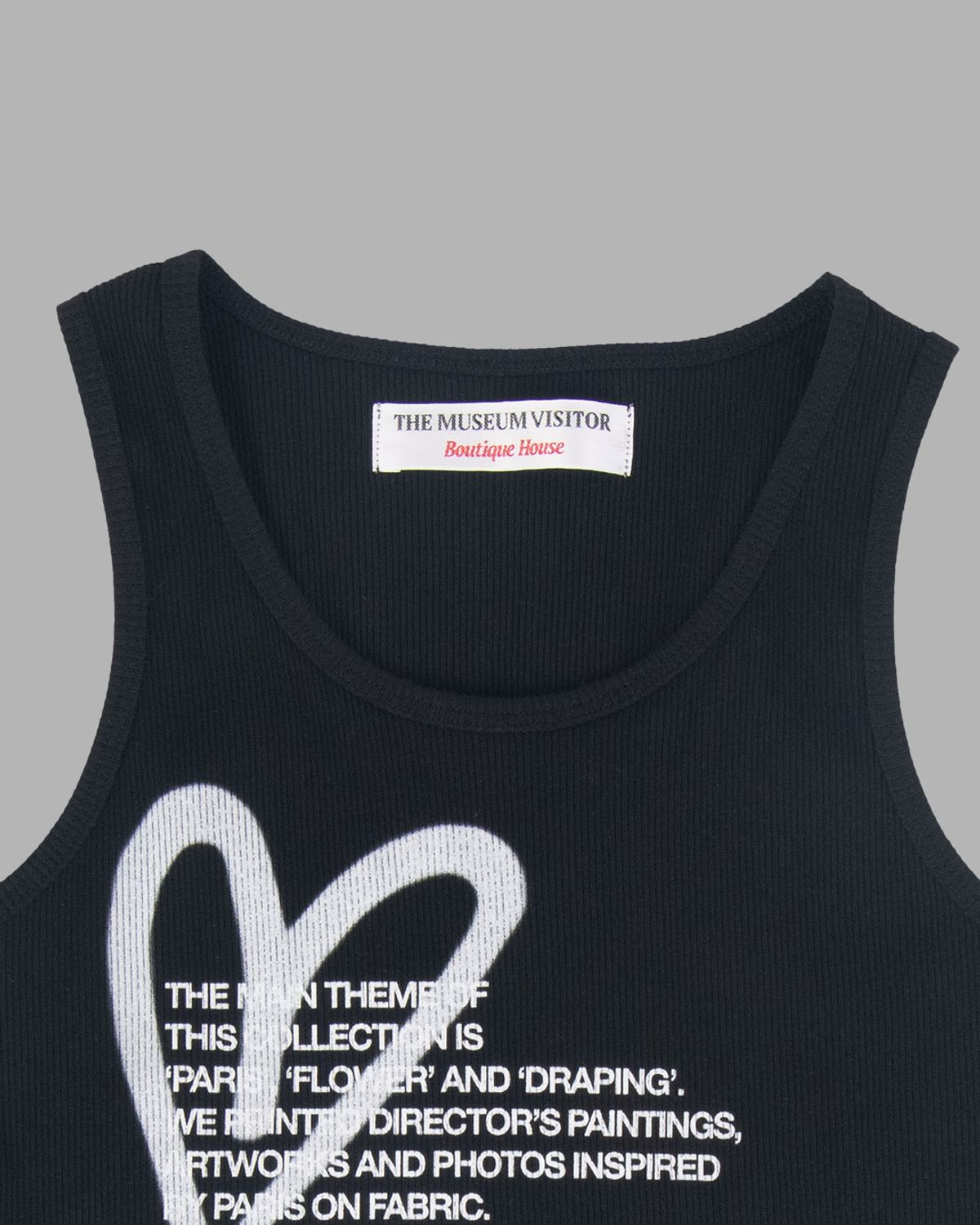 더뮤지엄비지터(THEMUSEUMVISITOR) HEART PRINTED SLEEVELESS (BLACK)