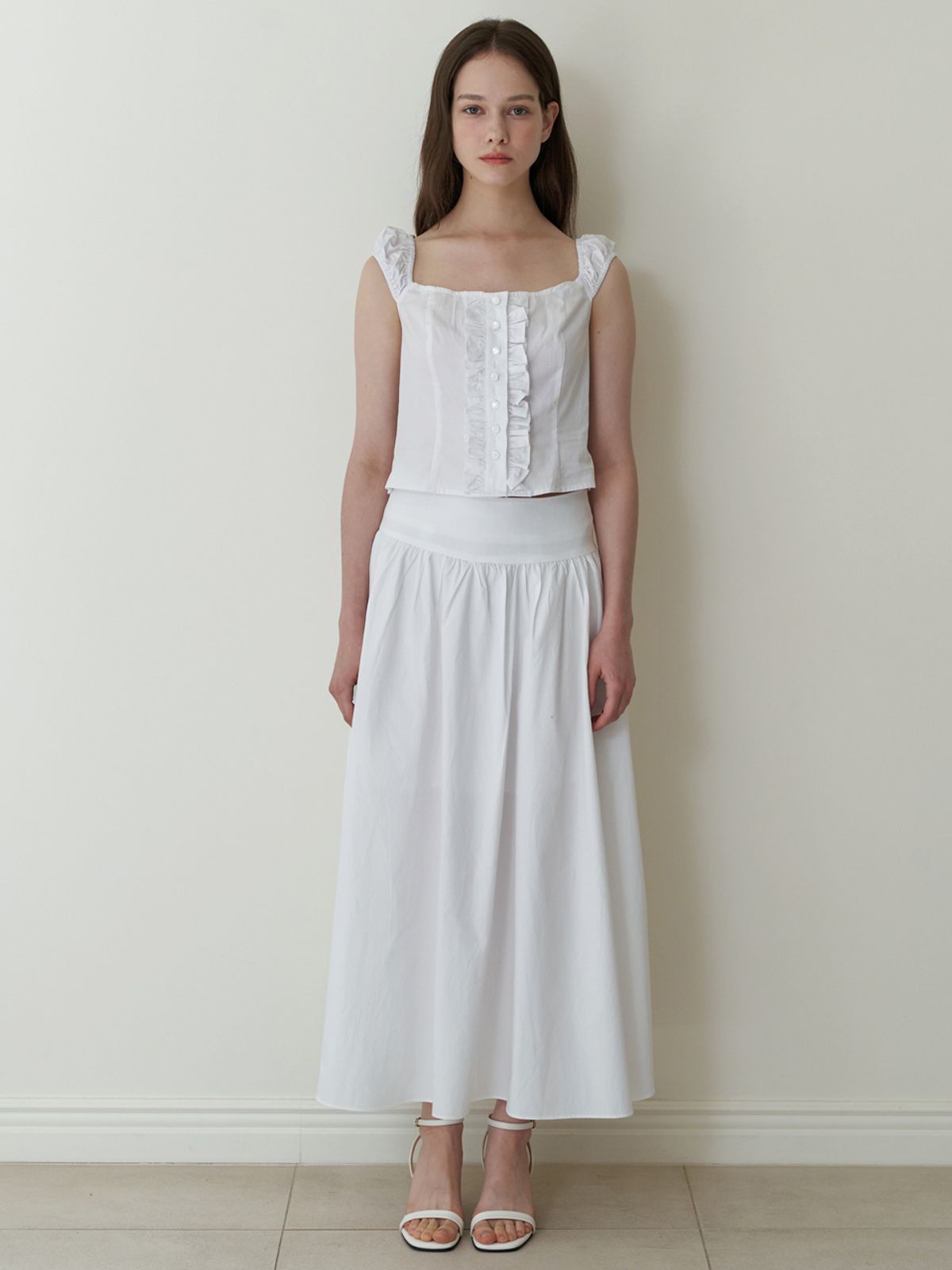 카인더베이비(KINDABABY) frill sleeveless blouse top - white