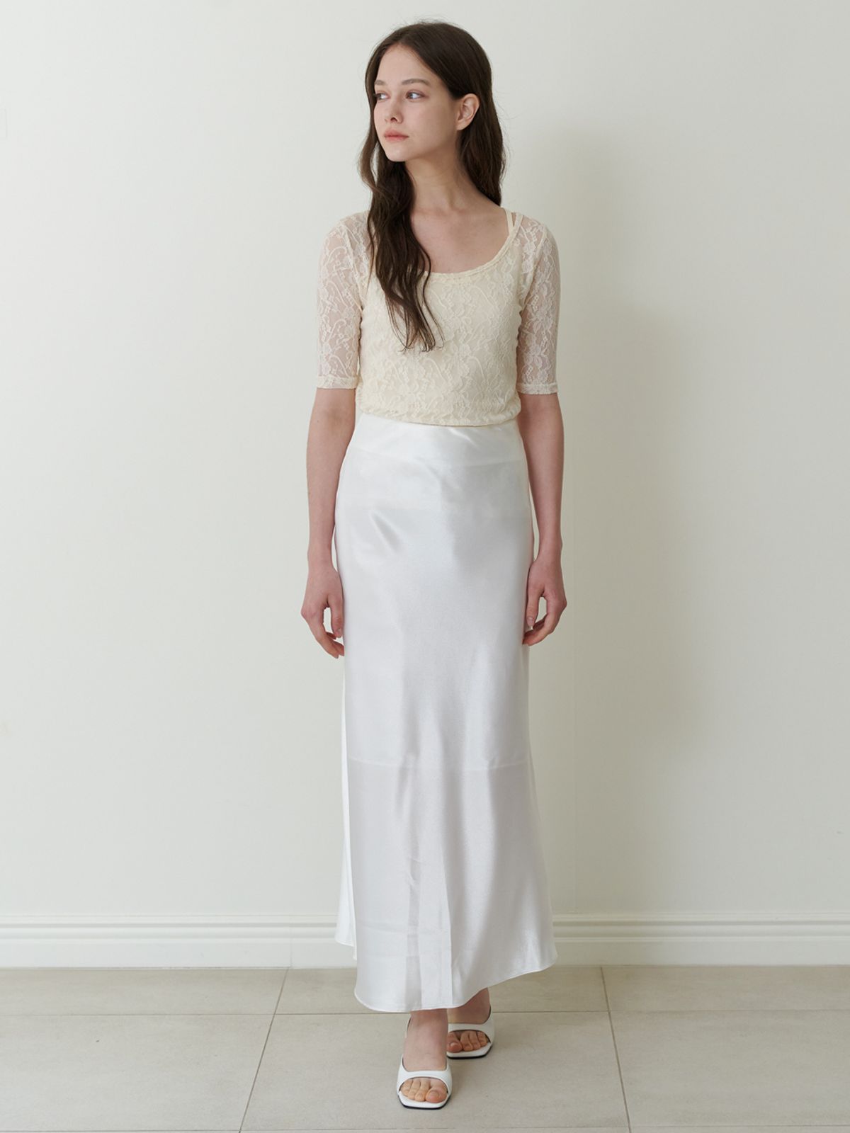 카인더베이비(KINDABABY) satin mermaid skirt - white