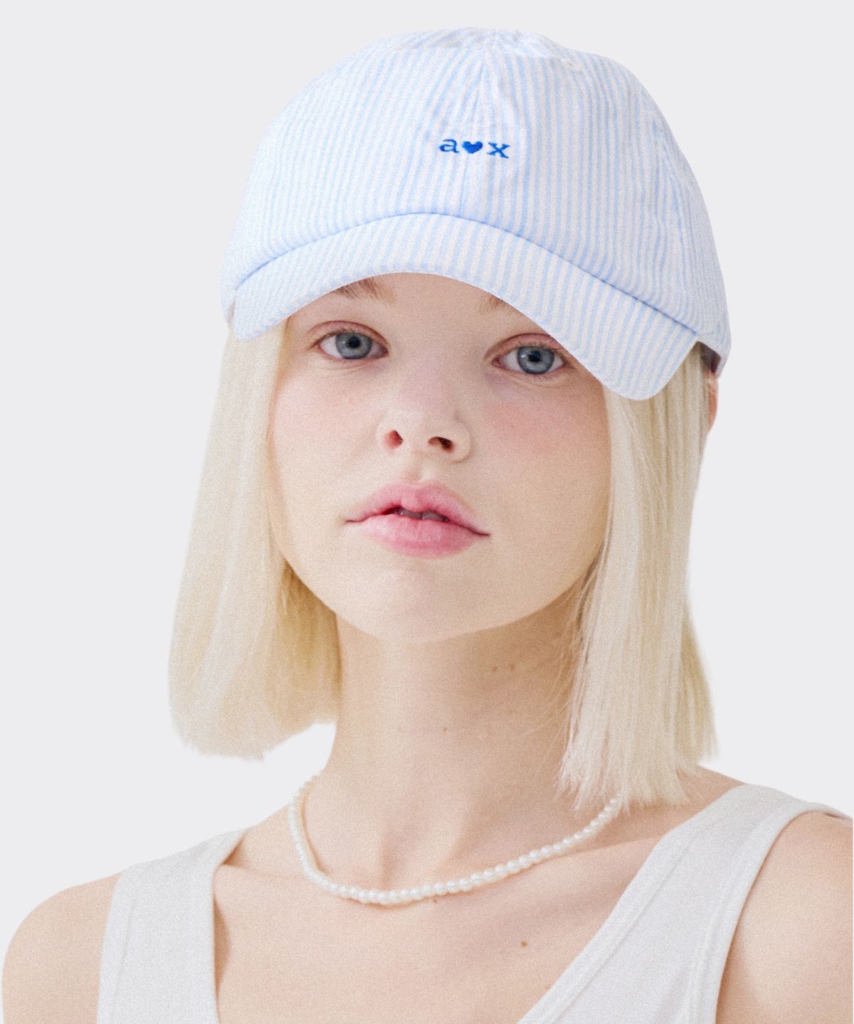 에이오엑스(AOX) aox stripe ribbon ball cap blue