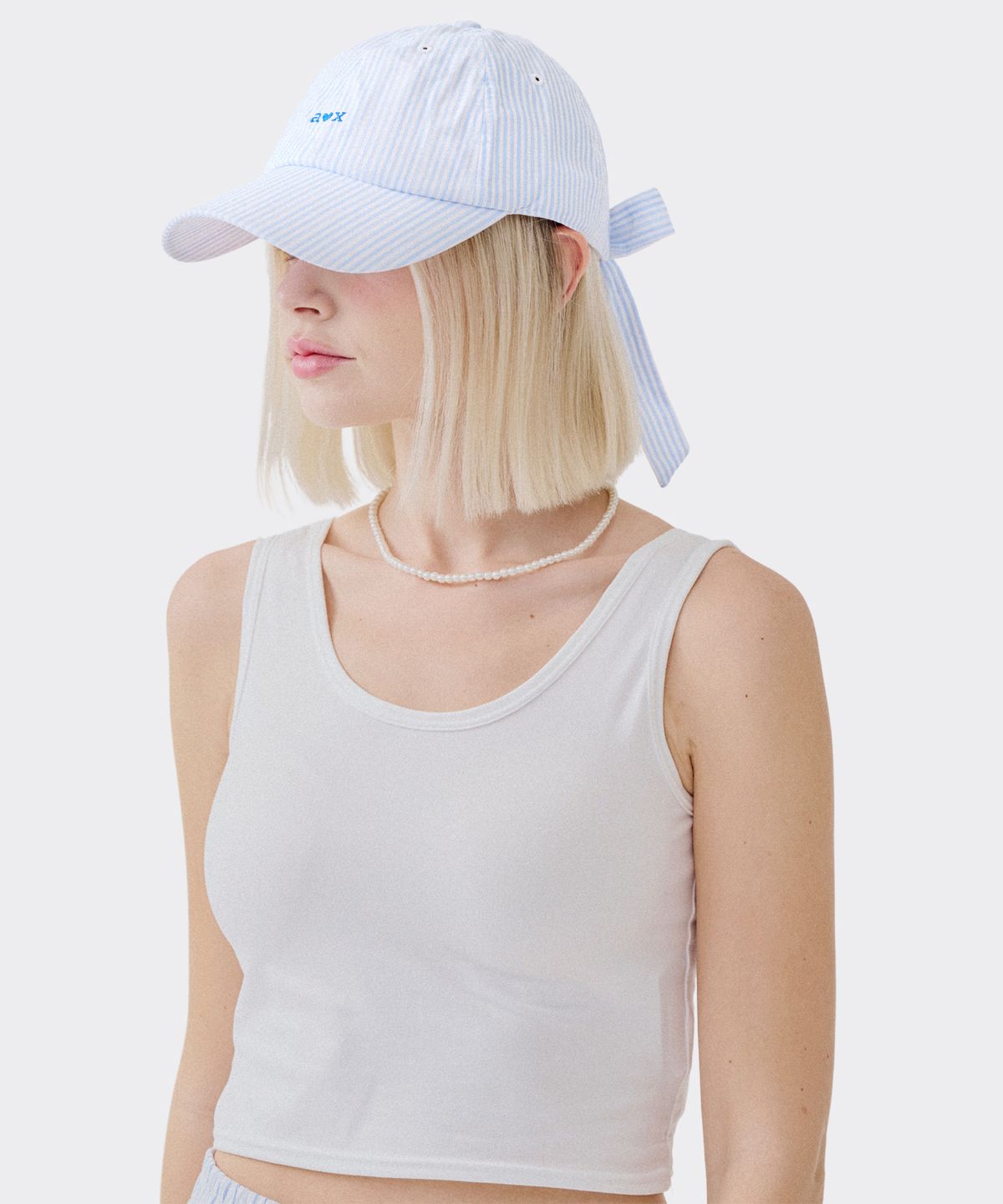 에이오엑스(AOX) aox stripe ribbon ball cap blue