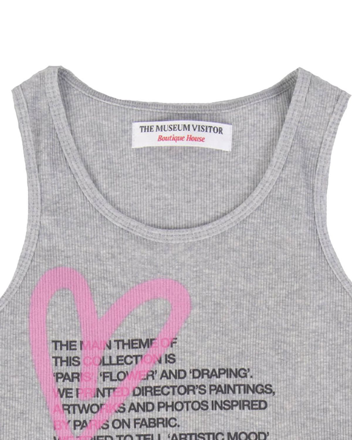 더뮤지엄비지터(THEMUSEUMVISITOR) HEART PRINTED SLEEVELESS (GREY)