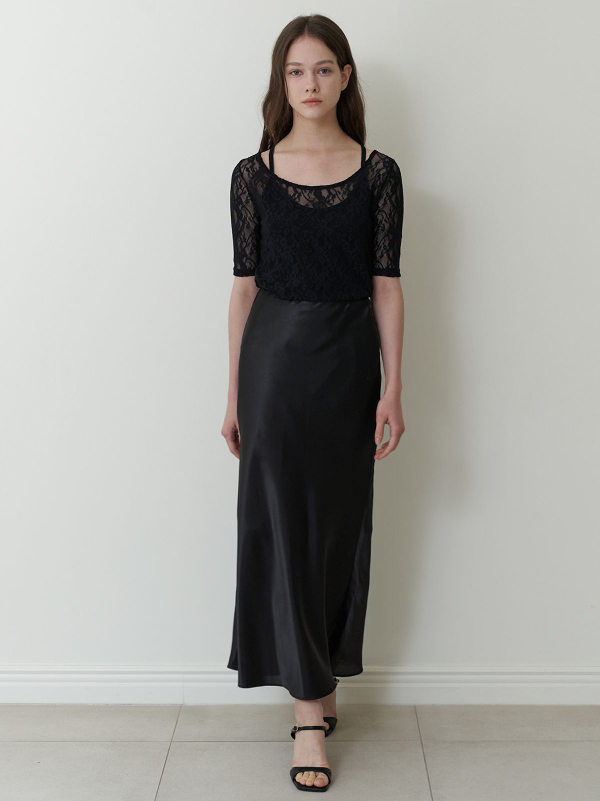 카인더베이비(KINDABABY) satin mermaid skirt - black