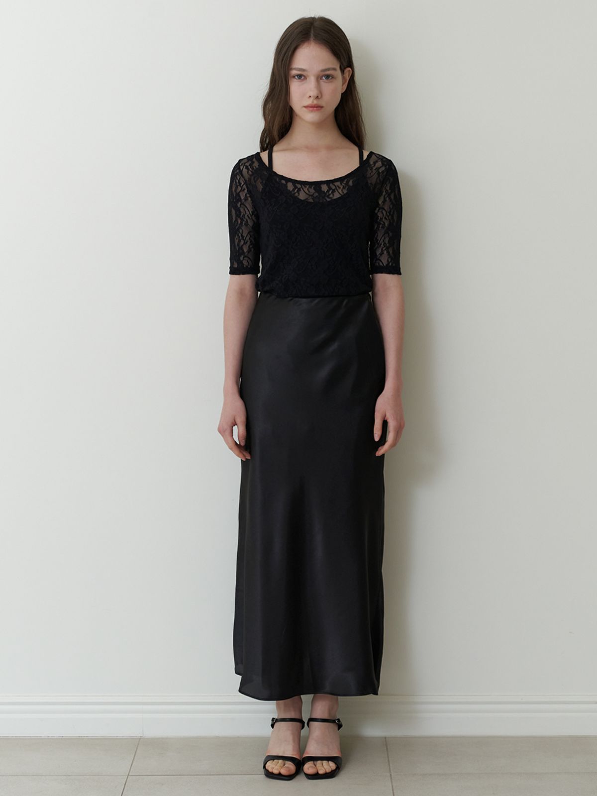 카인더베이비(KINDABABY) satin mermaid skirt - black