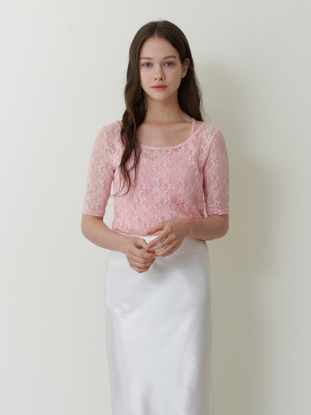 카인더베이비(KINDABABY) layered lace top - baby pink