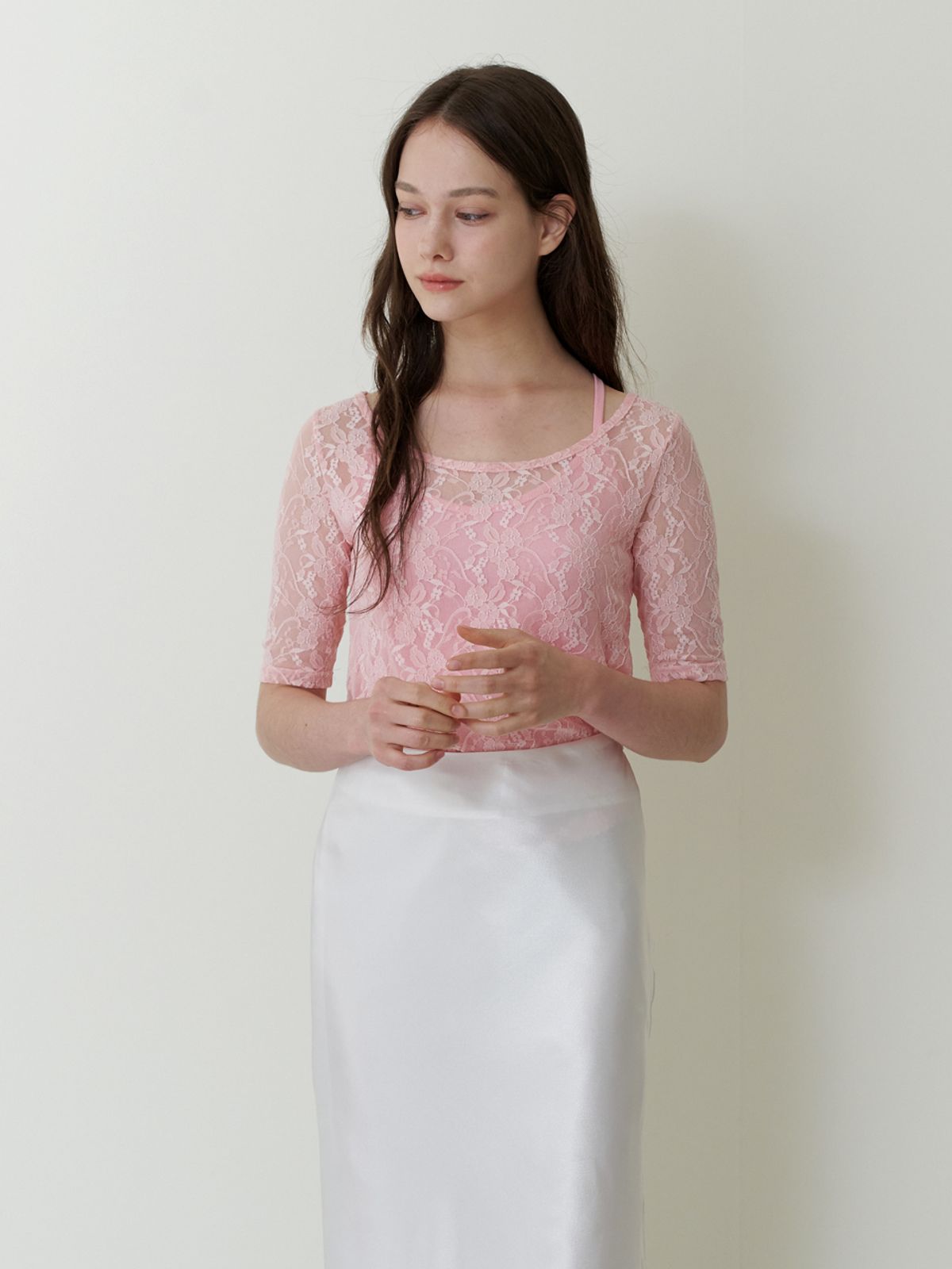카인더베이비(KINDABABY) layered lace top - baby pink
