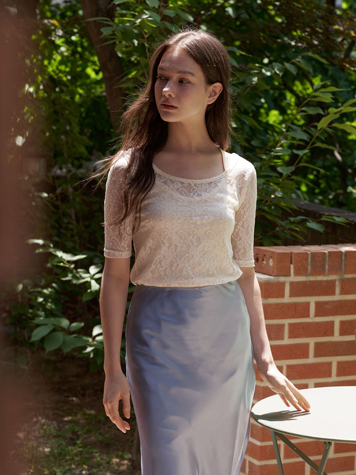 카인더베이비(KINDABABY) layered lace top - cream ivory