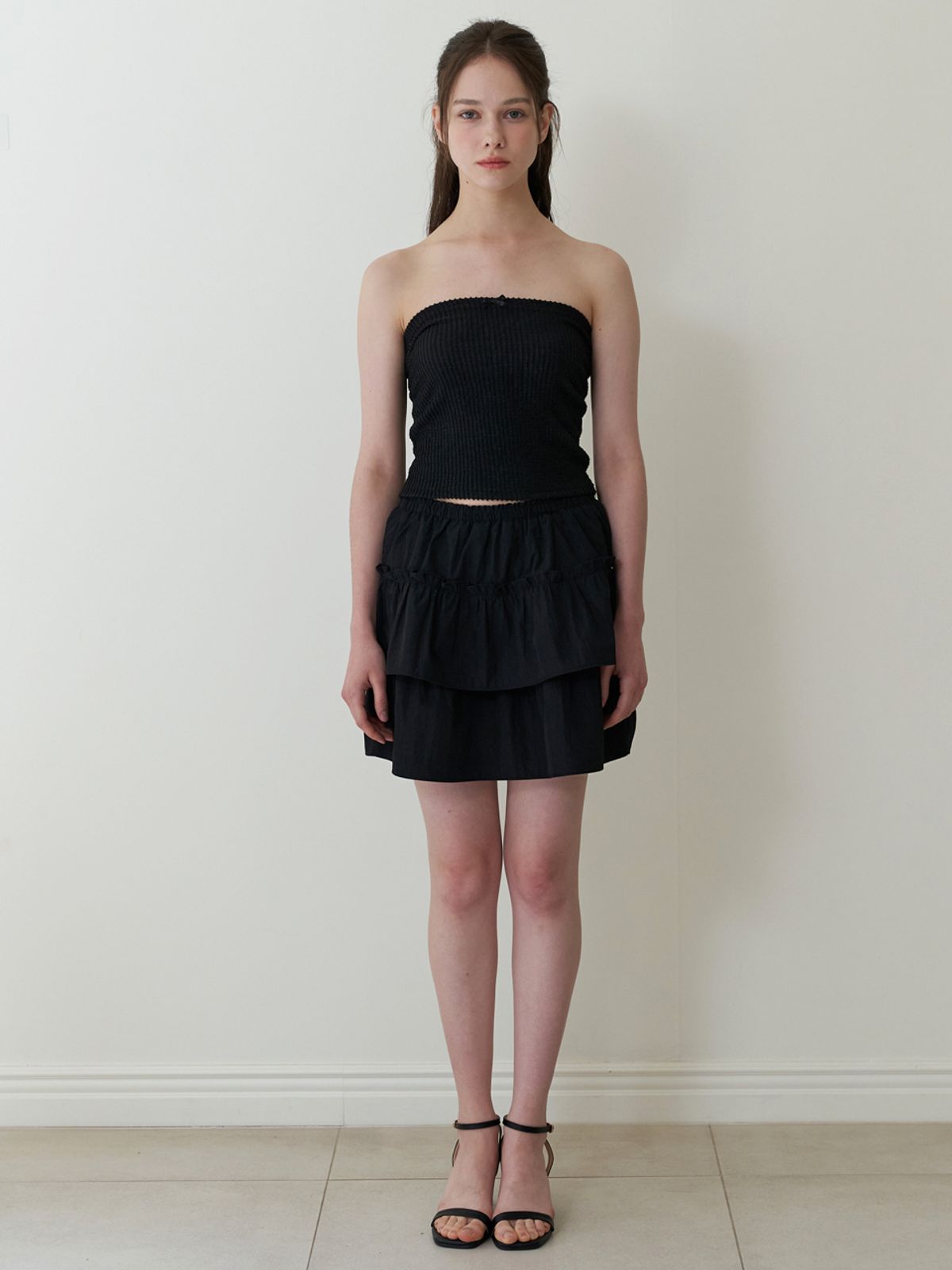 카인더베이비(KINDABABY) baby ribbon tube top - black