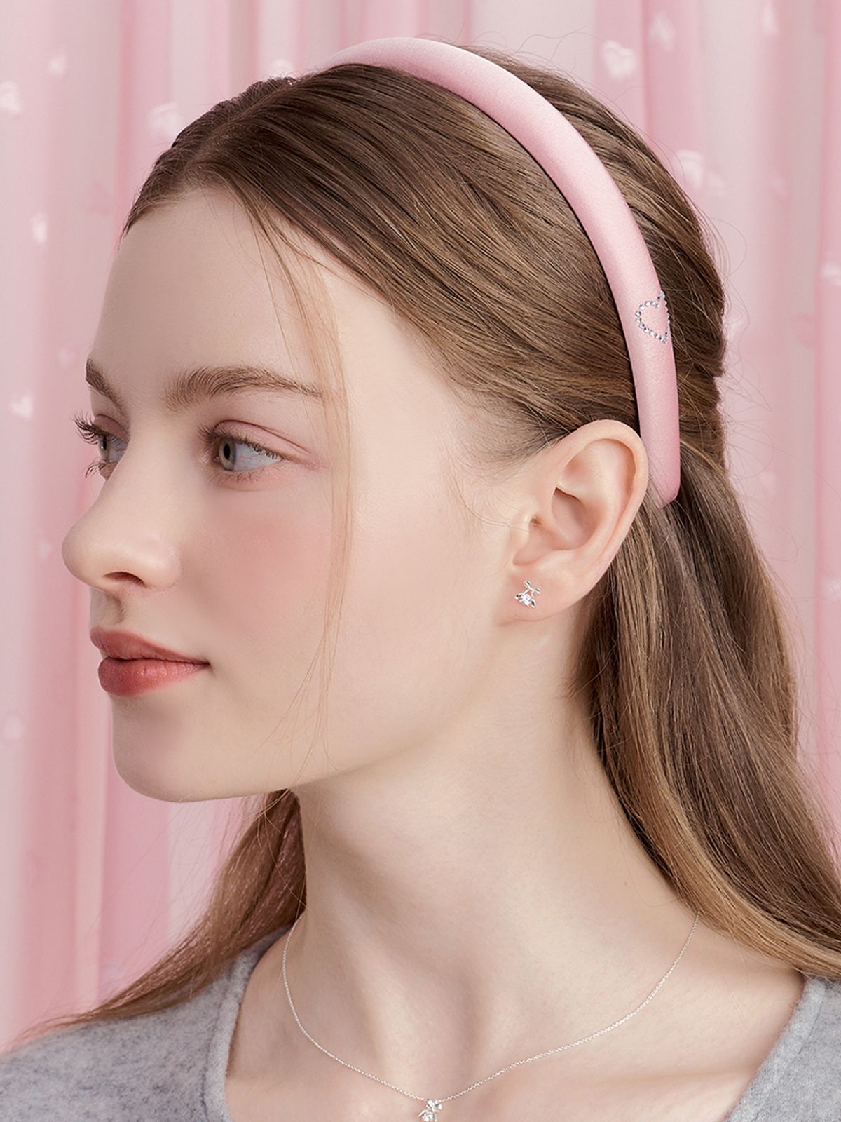 앵브록스(ENGBROX) double heart cubic hairband_pink