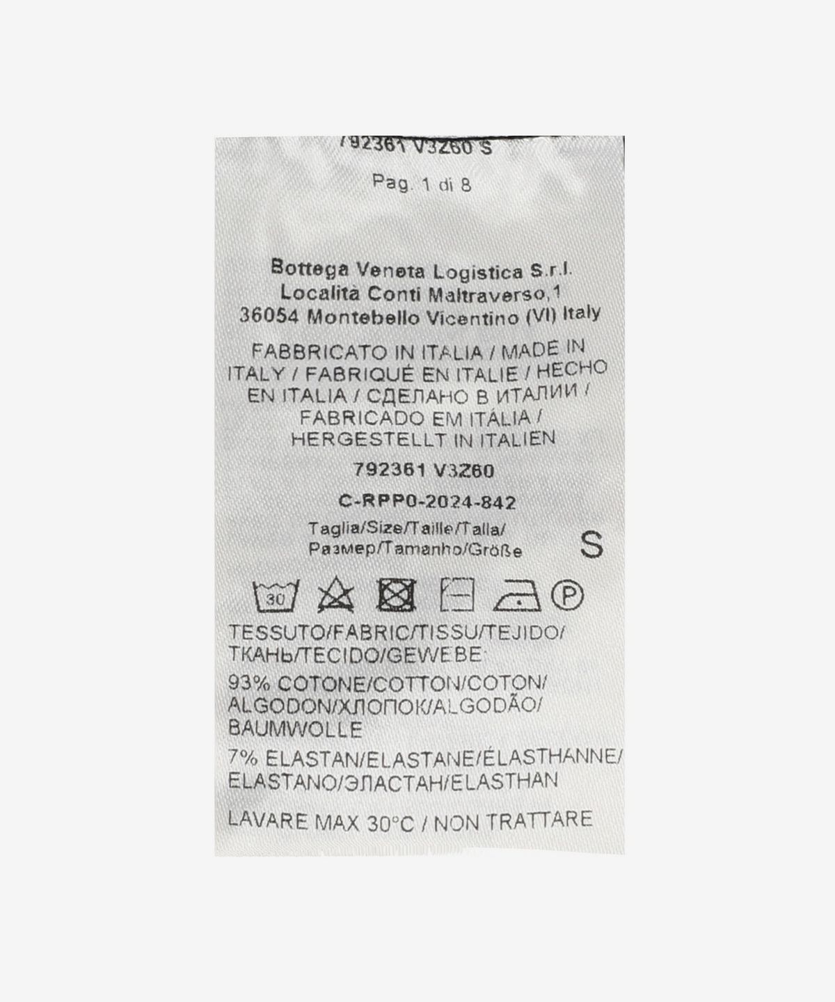보테가베네타(BOTTEGA VENETA) 코튼 리브 저지 반소매 티셔츠 - 미드나잇블루 / 792361V3Z604246