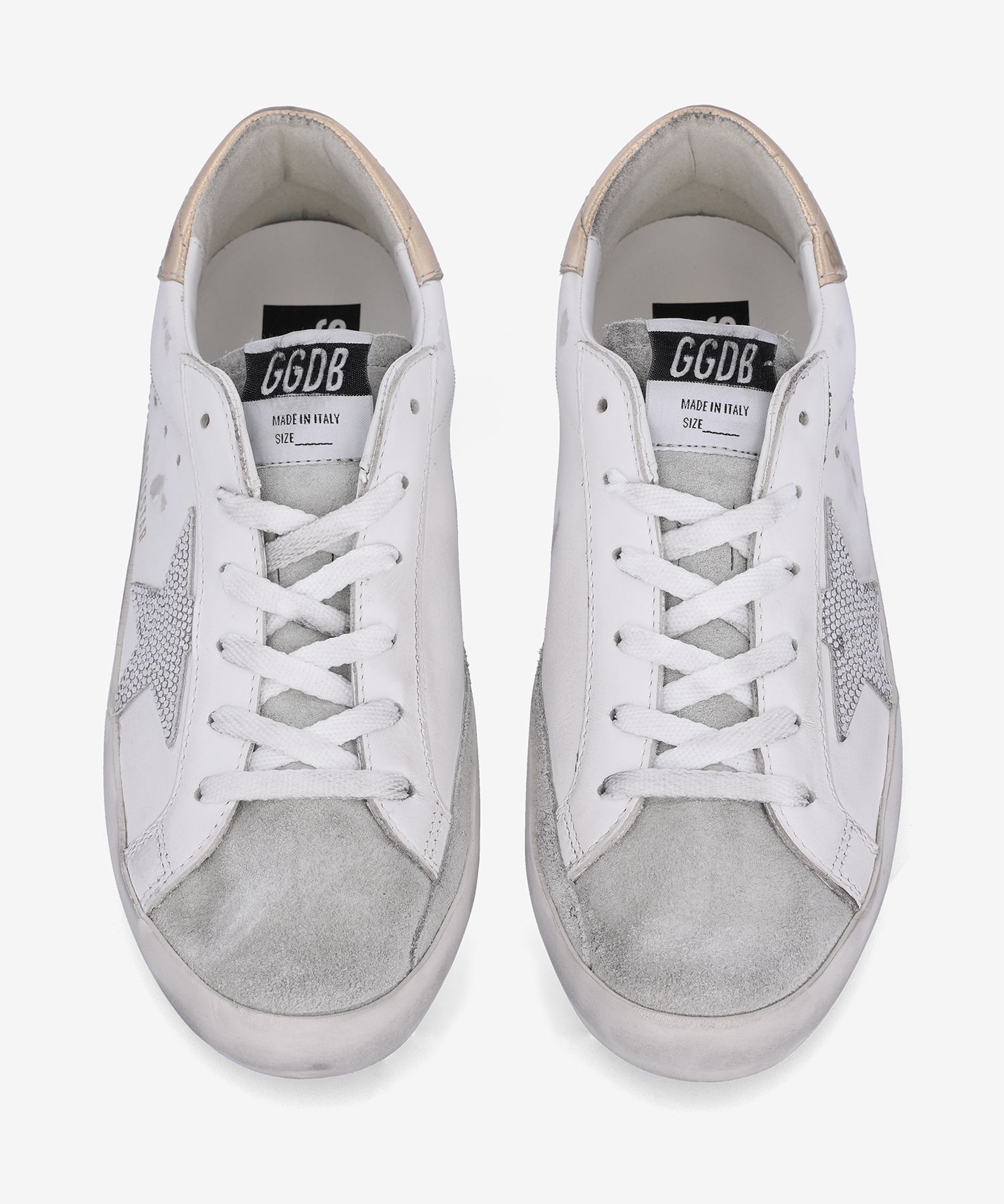 ★Golden Goose★ Superstar Gold Tab Sneakers ★ White:Ice Super-Star in white leather with ice-gray suede star and