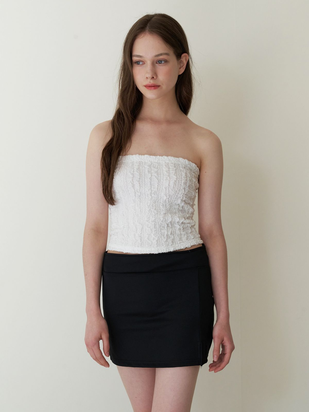 카인더베이비(KINDABABY) lacy petal tube top - white