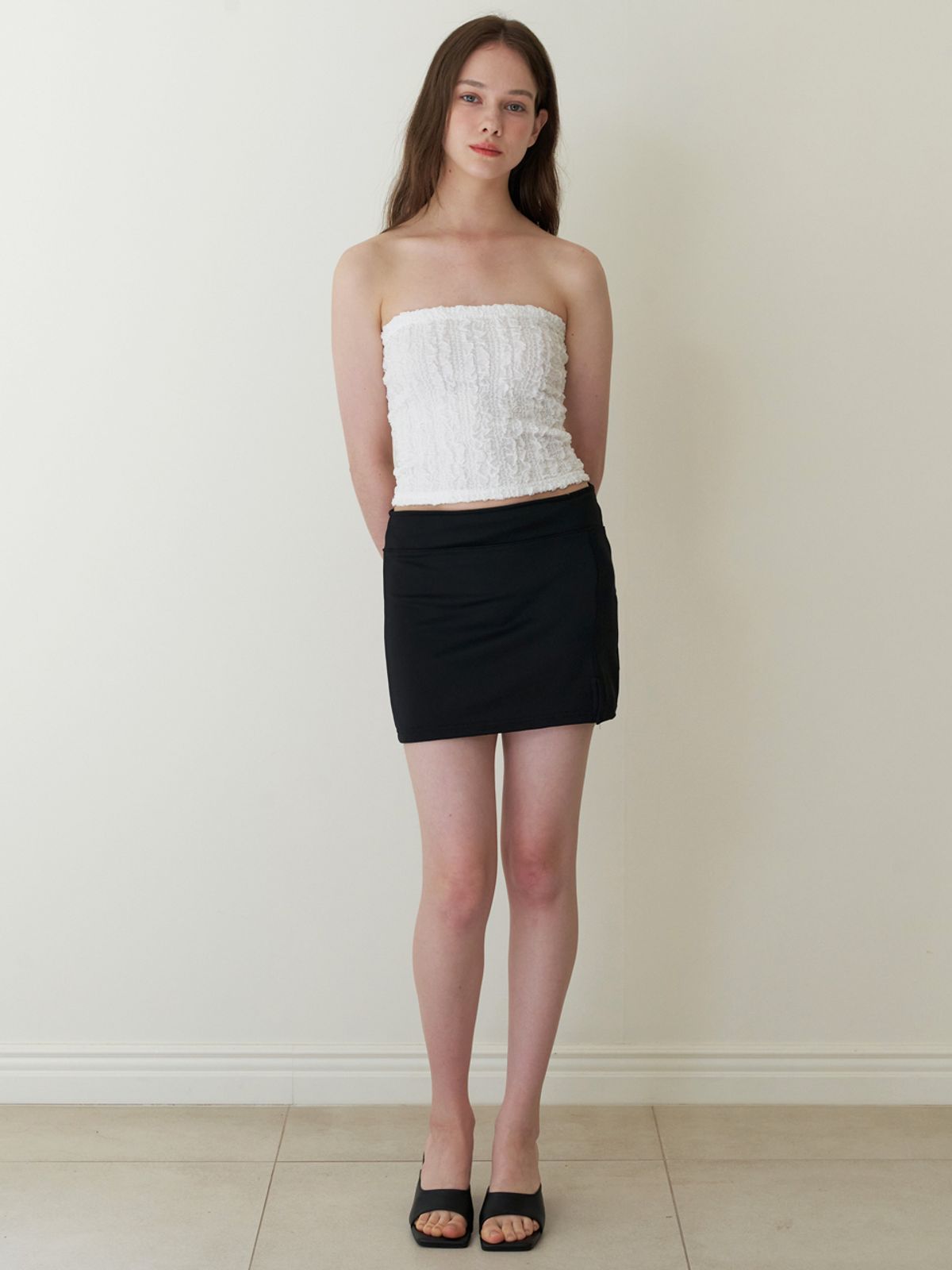 카인더베이비(KINDABABY) lacy petal tube top - white