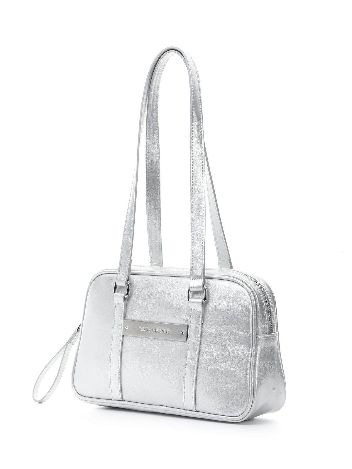닉앤니콜(NICK&NICOLE) CRYSTAL LEATHER MINI BOSTON BAG_SILVER
