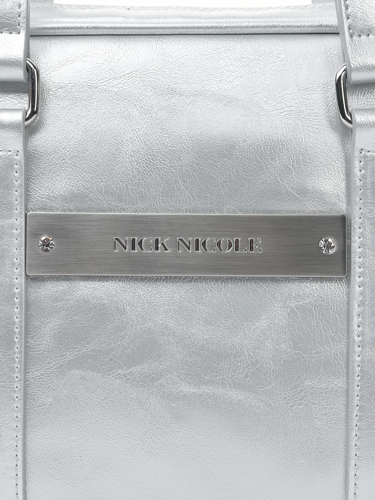 닉앤니콜(NICK&NICOLE) CRYSTAL LEATHER MINI BOSTON BAG_SILVER