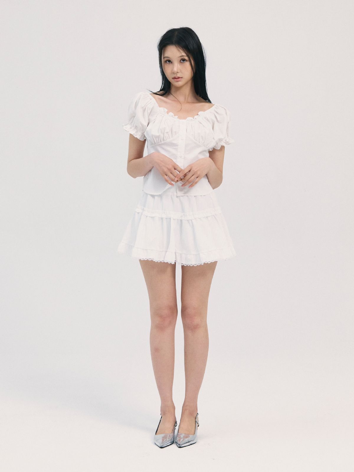 비에이블투(B ABLE TWO) noa shirring blouse-white