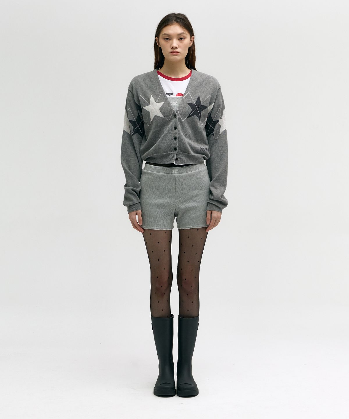 마지셔우드(MARGESHERWOOD) RIBBON RUBBER BOOTS LONG_black