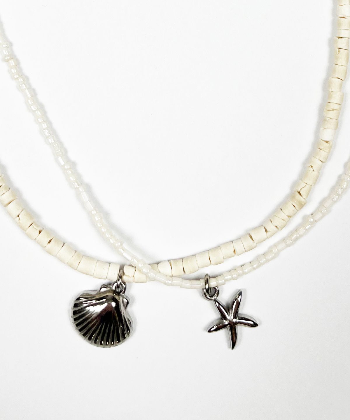 스케이터락(SK8ER ROCK) Starfish Shell Double Chain Necklace (ivory)