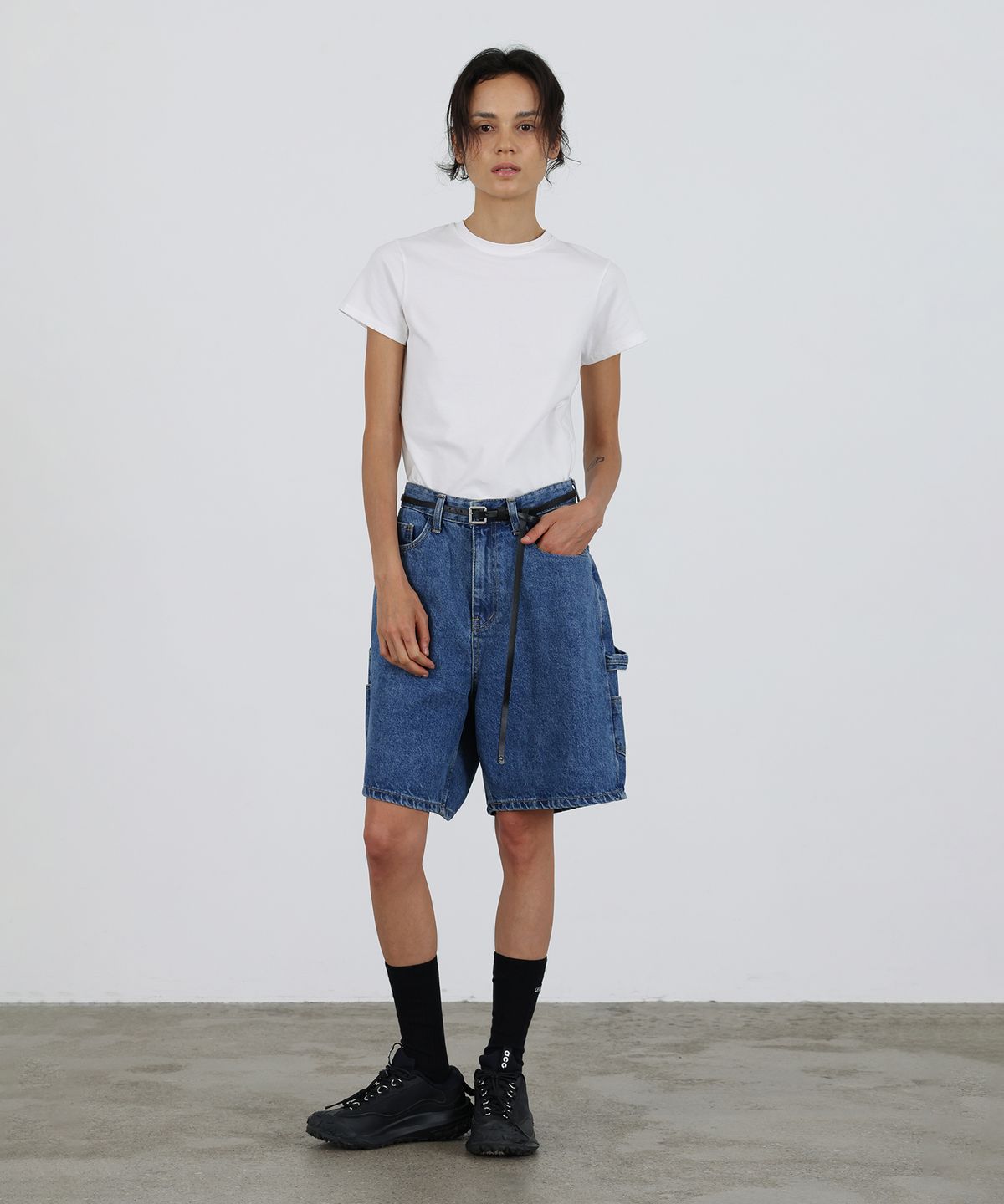 르바(LEVAR) Carpenter Half Denim - Dark Blue