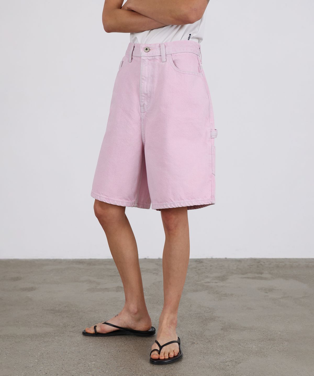 르바(LEVAR) Carpenter Half Denim - Fade Pink