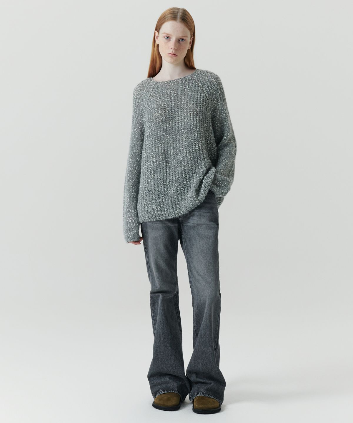 르바(LEVAR) Relaxed Boots Cut Denim - Washed Grey