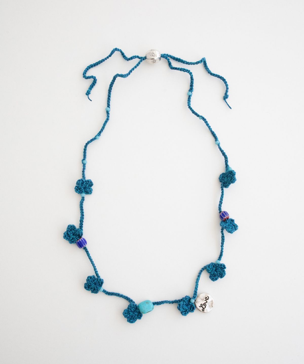 메리모티브(MERRYMOTIVE) Bluegreen clover crochet knit necklace