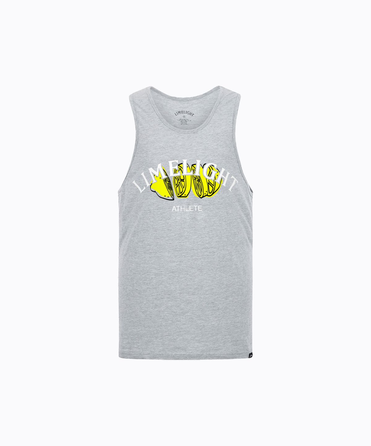라임라잇 어패럴(LIMELIGHT APPAREL) 아치 로고 라임 슬리브리스 (그레이/화이트)