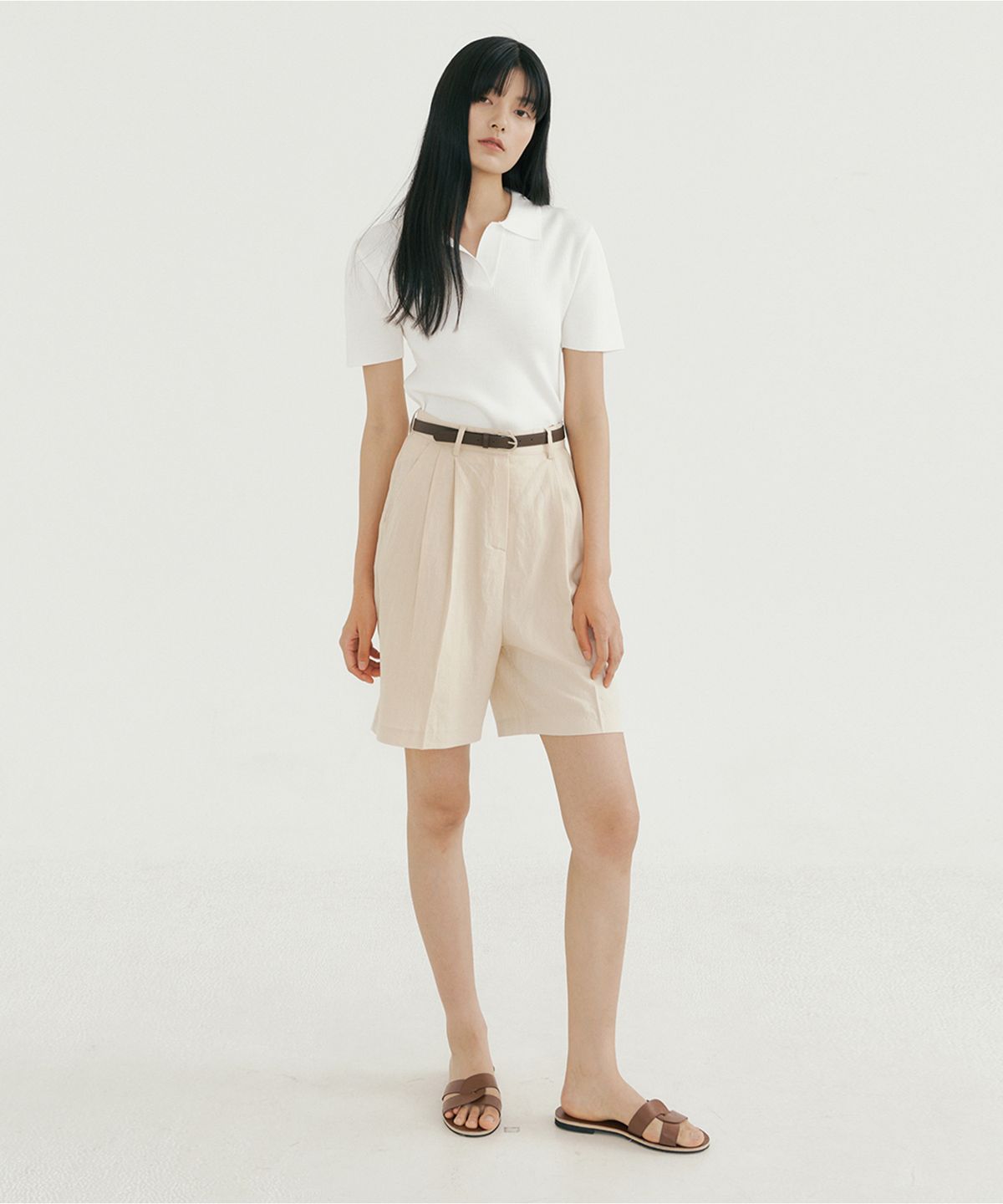 리올그(REORG) BLO LINEN HALF PANTS LIGHT BEIGE