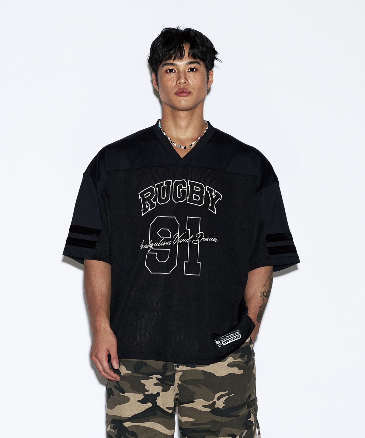 알브이디(RVD) (Rugby Campaign) 클래식 럭비져지 오버핏 반팔티 (젯블랙)
